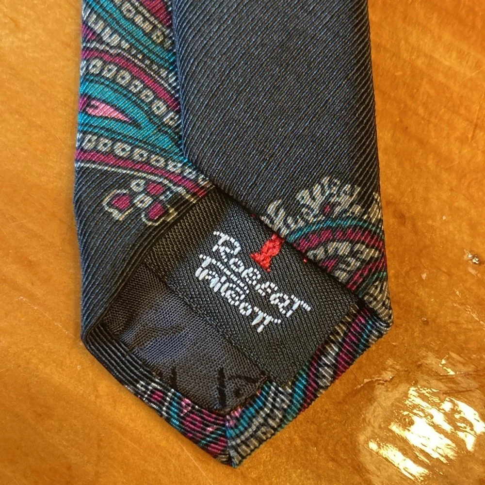 Robert Talbott‎ for Bachrachs Silk Paisley Tie Hand Printed Italy Made in USA
